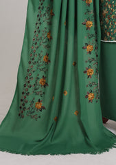 Winter - Riwaj - Printed Cotray Suit - Wool Shawl - D#15 - D Green