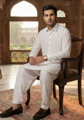 Elite Men Diamond Boski Plain Selvage Wash & Wear - White