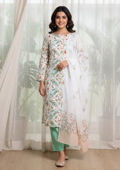 Lawn - Rubaaiyat - Digital Printed 26 - 2 By 2 - D#21 - White