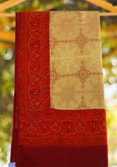 Wool Embroidered Shawl D - 19 - Brown