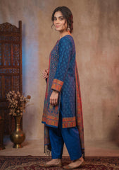 Winter - Fancy Silk Zari Jamawar - 3 Pcs Suit - D#19 - Zink