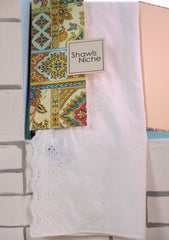 Embroidered Lawn Summer Shawl D#35 - White