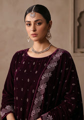 Winter - Riwaj - Velvet Stone Work 3 Pcs Suit - D#05 - Purple