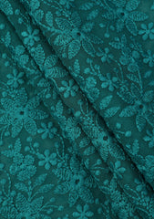 Elite Men Embroidered Selvage Crinkle Chiffon Fabric - B Green