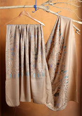 Pashmina Ari Work Jaaldar Shawl D#47 - Skin