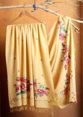 Pashmina Needle Work Shawl D#22 - Golden