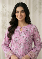 Lawn - Rubaaiyat - Chikankari 26 - Organza Dupatta - D#02 - Pink