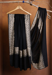 Pashmina Ari Work Border Shawl D#03 - Black 1