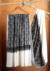 Pashmina Ari Work Jaaldar Shawl D#43 - B White