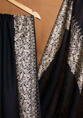 Pashmina Ari Work Border Shawl D#03 - Black 1