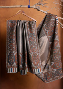 Pashmina Zari Jamawar Shawl D#01 - Brown