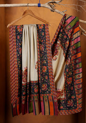 Pashmina Qalamkari Needle Work Shawl D#06 - Black