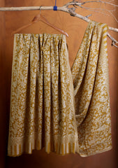 Pashmina Jamawar Ari Work Shawl D#02 - Mustard