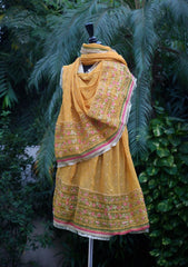 Shawl Collection - Sadias Collection - Chiffon Dupatta - D#07 Yellow Bahar