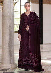 Winter - Noor by Saadia Asad - Pashmina Shawl 25 - NSP#09 - Damson