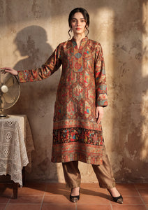 Pret - Riwaj - Silk Kani Zari Jamawar Shirt - Fawn