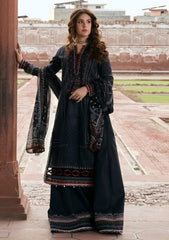 Lawn - Kahf Premium - Aangan Chiffon Prints 26 - KPS#05A - GUL-E-SIYAH