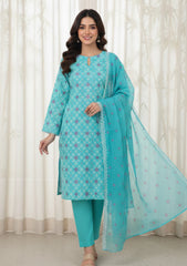 Lawn - Rubaaiyat - Embroidered 26 - 3 Pcs - D#08 - Ferozi