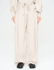 Pret - Moven - Striped Linen Blend Wide Leg Trouser - Skin