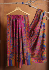 Pashmina Qalamkari Needle Work Shawl D#12 - Multi