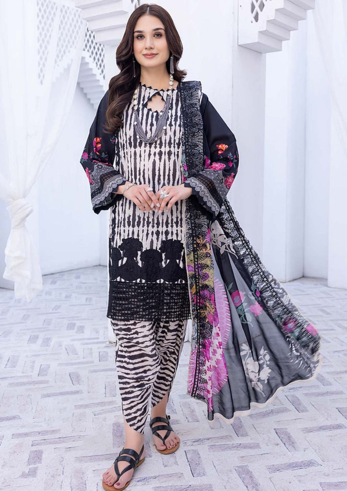 Lawn Collection - Charizma - Zouq Black & White - BWS#06