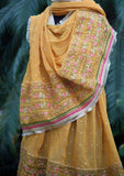 Shawl Collection - Sadias Collection - Chiffon Dupatta - D#07 Yellow Bahar