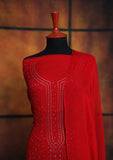 Winter Collection - Riwaj - Bamber Chikankari W/ Mukesh Work - D Red