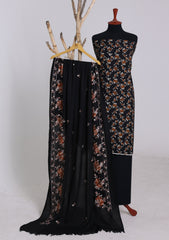 Winter - Riwaj - Printed Cotray Suit - Wool Shawl - D#10 - Black