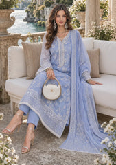 Formals - Noor By Saadia Asad - Nooriyah Luxury Embroidered Chiffon 26 - D#03 - Dove Blue