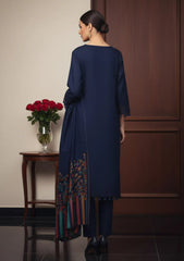 Winter - Meemsey - Noor Jahan - Makhmal 25 - Jacquard Shawl - D#01 - N Blue