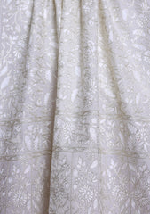 Pashmina Ari Work Jaaldar Scarf D#07 - Off White