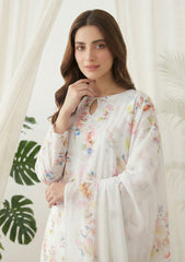 Lawn - Rubaaiyat - Digital Printed 26 - 2 By 2 - D#34 - White