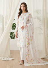 Lawn - Rubaaiyat - Digital Printed 26 - 2 By 2 - D#34 - White