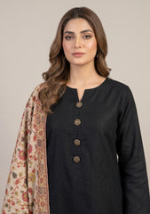Winter - Riwaj - Pashmina Kani Jamawar 3 Pcs Suit - D#02 - Black