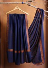 Pashmina Embroidered Border Shawl D#13 - N Blue