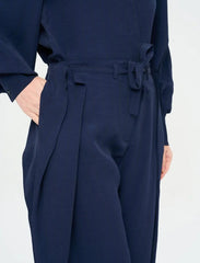 Pret - Moven - Striped Linen Blend Wide Leg Trousers - Blue