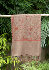 Pashmina Kashmiri Work Scarf D - 08 - Brown