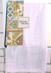 Embroidered Lawn Summer Shawl D#45 - White