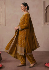 Winter - Riwaj - Velvet Stone Work 3 Pcs Suit - D#05 - Brown