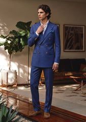 Cerruti Oxygen Fabric Super 130's Wool Check D#01 - Royal Blue