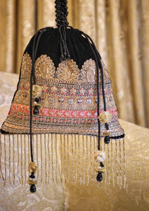 Bags Collection - Sadias Collection - Potli - D#07 Black Mehrab