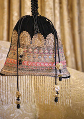 Bags Collection - Sadias Collection - Potli - D#07 Black Mehrab