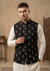 Elite Men Raw Silk Jacquard Unstitched Waistcoat Fabric
