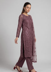 Formals - Riwaj - Fancy Net - 2 Pcs Suit - CND#1208 - Deep Plum