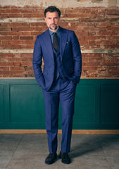 Drago Luxury Micron Super 160's Wool & Silk Fabric - R Blue
