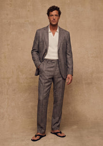 Cavani Bamboo Wool Linen Superior Suiting Texture - Dark Brown