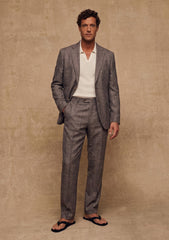 Cavani Bamboo Wool Linen Superior Suiting Texture - Dark Brown
