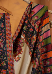 Pashmina Qalamkari Needle Work Shawl D#06 - Black