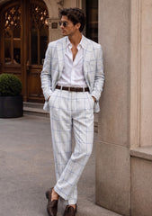 Drago Lanificio Biella Woven Wool & Linen Fabric - Blue