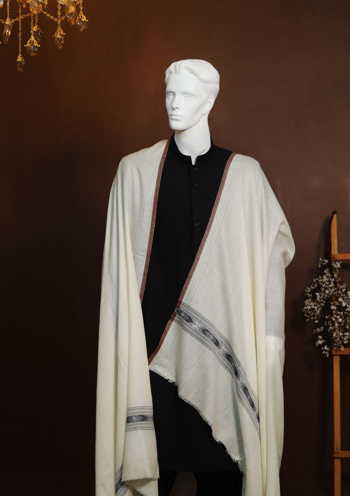 Men Shawls - Wool Shawls - D#235 - Offwhite